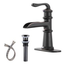 Waterfall Single Hole Single-Handle Low-Arc Bathroom Faucet With Pop-up Drain