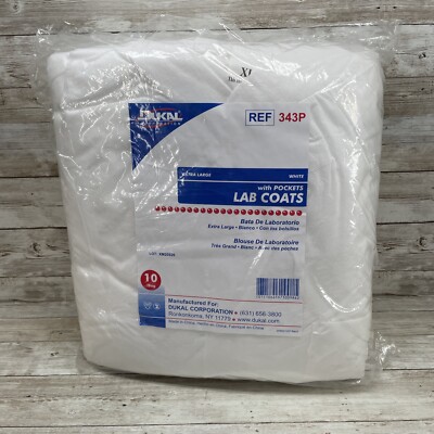 Disposable Lab Coats with Pocket White 343P Work Gowns 10 XL Protective Clothing