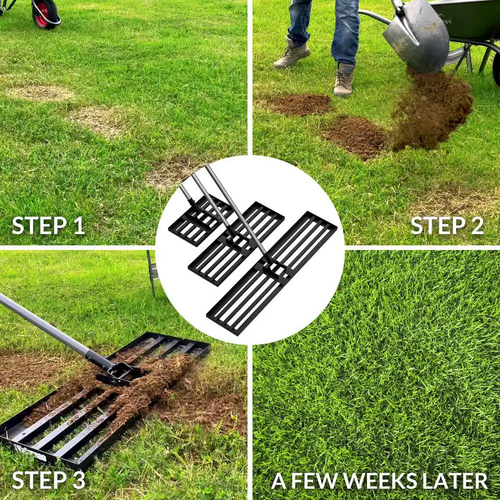78 In. Stainless Steel Handle 17 In. X 10 In. Lawn Leveling Rake - Picture 5 of 12