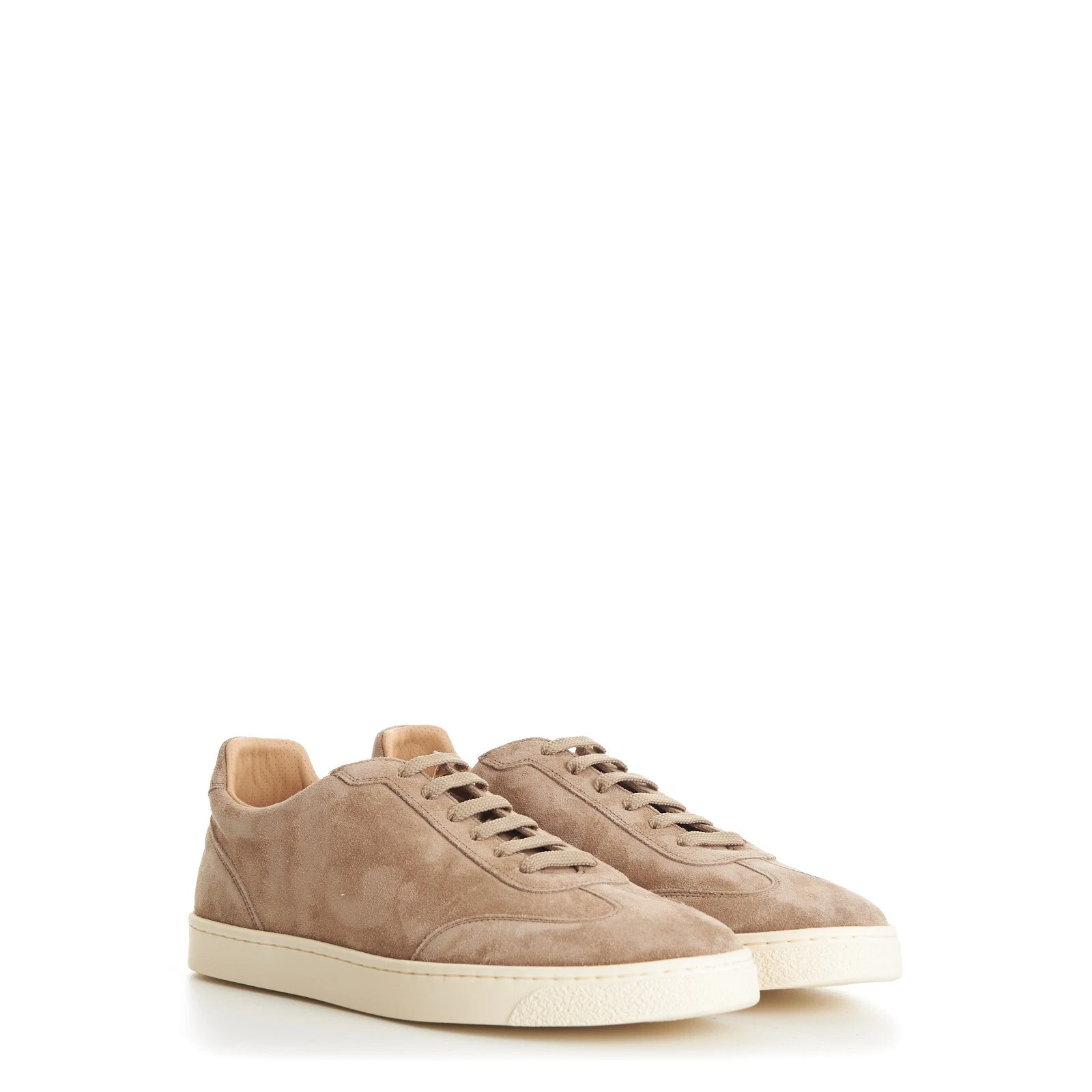 Brunello Cucinelli — BRUNELLO CUCINELLI 995$ Light Brown Suede Sneaker Shoes - Natural Rubber Sole