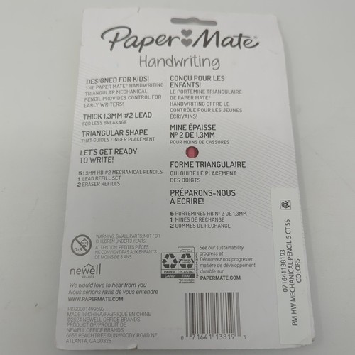 Paper Mate Handwriting Triangular Mechanical Pencil Set with Lead & Eraser 1.3mm - Picture 4 of 7
