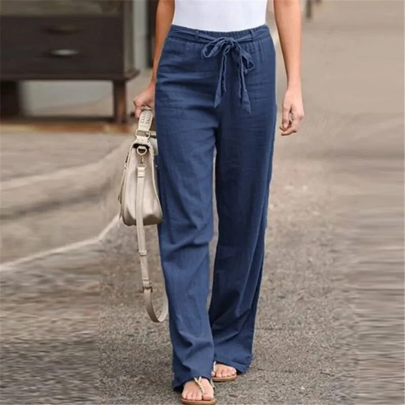 Cotton and linen wide leg pants for women lightweight breathable high waisted Cotton and linen wide leg pants for women lightweight breathable high waisted