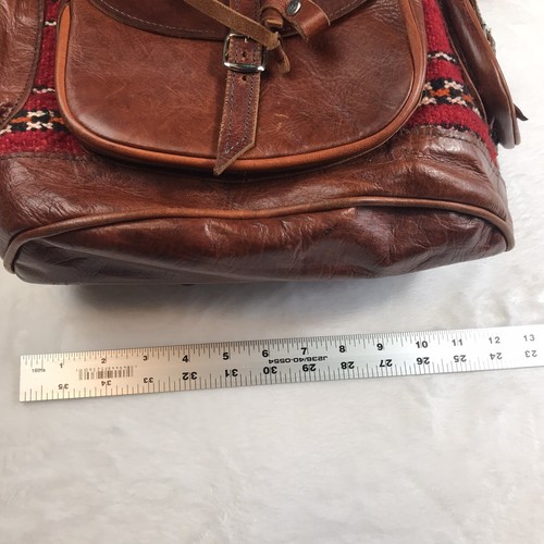 Handcrafted Moroccan Leather Bag Backpack Boho Chic Kilim Carpet Rug - Picture 10 of 16