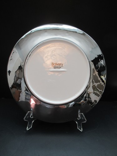 Balvery 10" Dinner Plates White w Silver Rim Set 4 - Picture 10 of 12