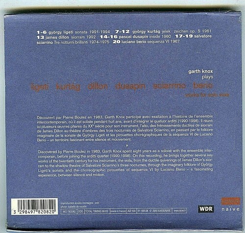 GARTH KNOX CD (SEALED) LIGETI DUSAPIN BERIO KURTAG DILLON SCIARRINO - Imagen 2 de 2