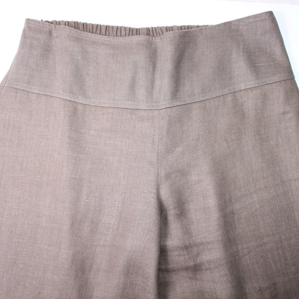 Pantalones Blanque Para Mujer Talla 1 Medianos 100% Lino Marrón LagenLook Pierna Ancha Foto 4 de 4