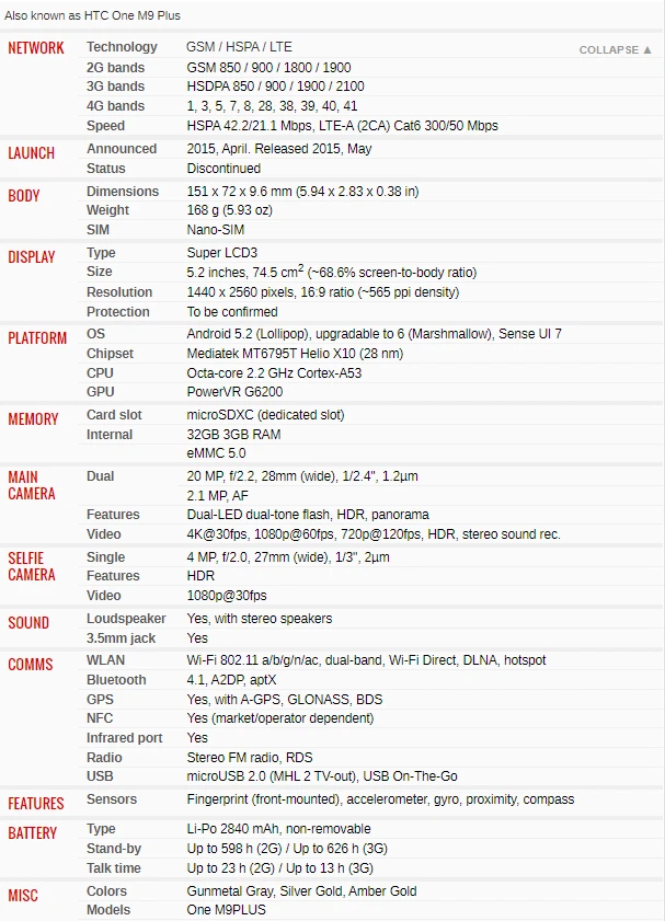 HTC One M9 Plus M9+ 20MP Original 4G LTE WIFI 5,2" Handy Octa Core Android - Bild 2 von 2