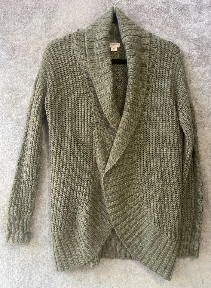 Mossimo кардиган свитер женский размер XS коренастый трикотажа открытый передний большой уютный - Изображение 3 из 4
