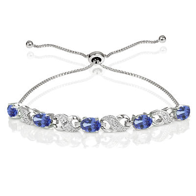 Sterlingsilber Tansanit und Diamant Akzent Unendlichkeit verstellbar Armband