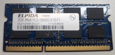 Elpida 2GB 2RX8 PC3 10600S-9-10-F1 (EBJ21UE8BFU0-DJ-F) Laptop RAM Free Shipping