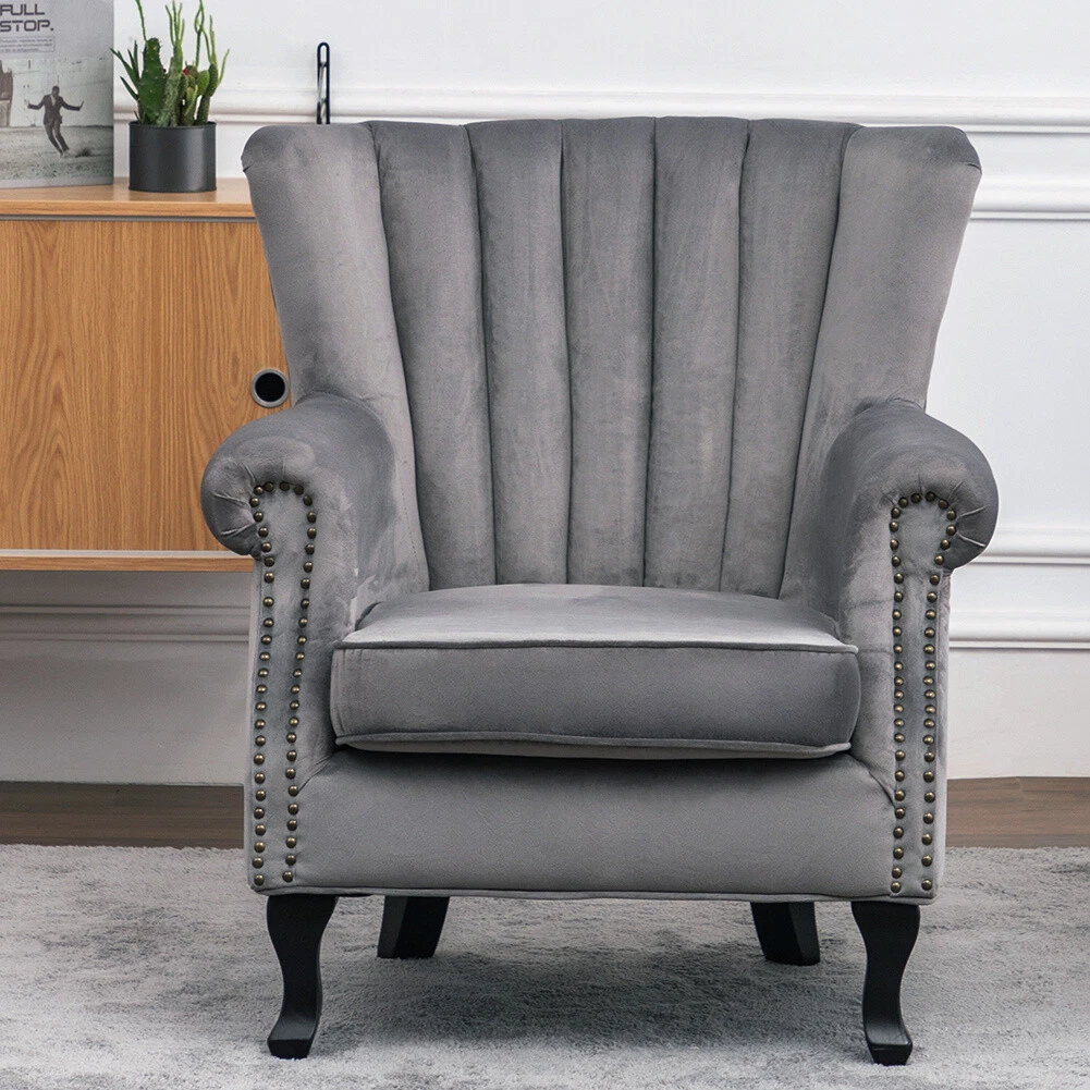 High back velvet armchair deals