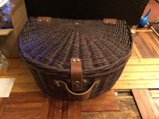 Wicker Picnic Basket Complete Set With Blanket, Plates, Cups, Utencils