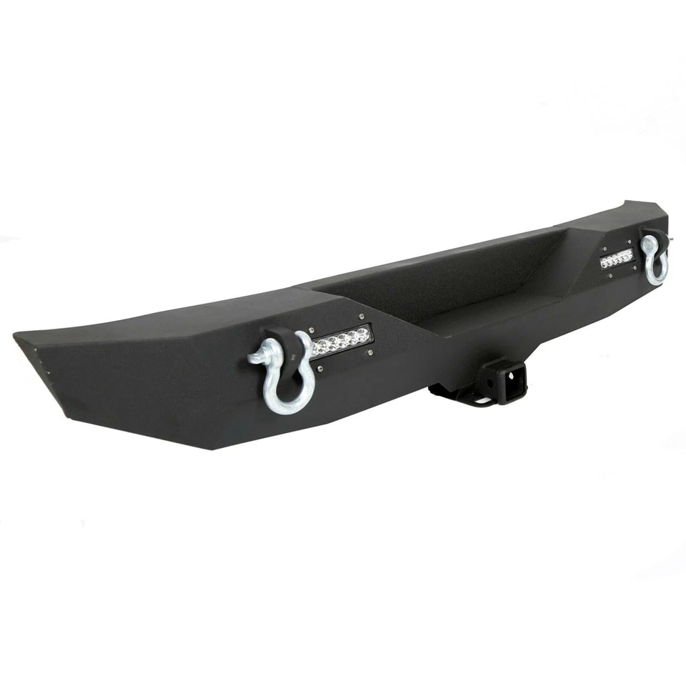 Rear Bumper w/ D Ring 2" Receiver LED light Black For 2007-2018 Jeep Wrangler JK - Image 2 of 4