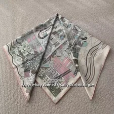 Pure Twill Silk 18 Momme Wrap Scarf Family Print Double Face Shawl 35"*35" Pink