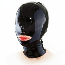 Latex Hood Cover Eyes Back Zipper Rubber Mask for Catsuit Club Wear Costume BDSM