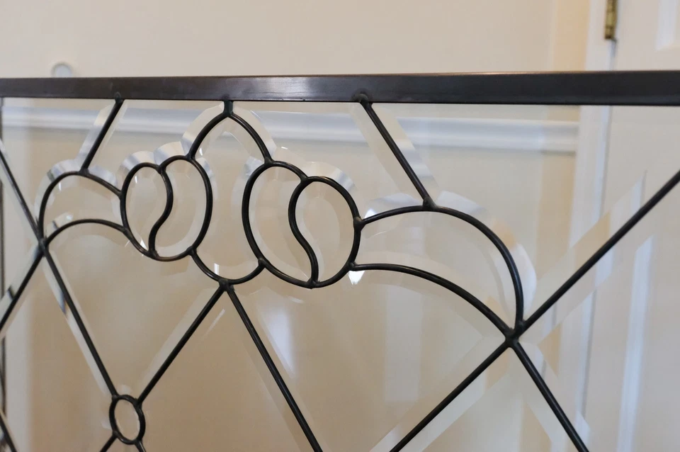 Pantalla de chimenea plegable de vidrio transparente bisel hecha a mano 52" x 34,25" TQNV08 Foto 3 de 4