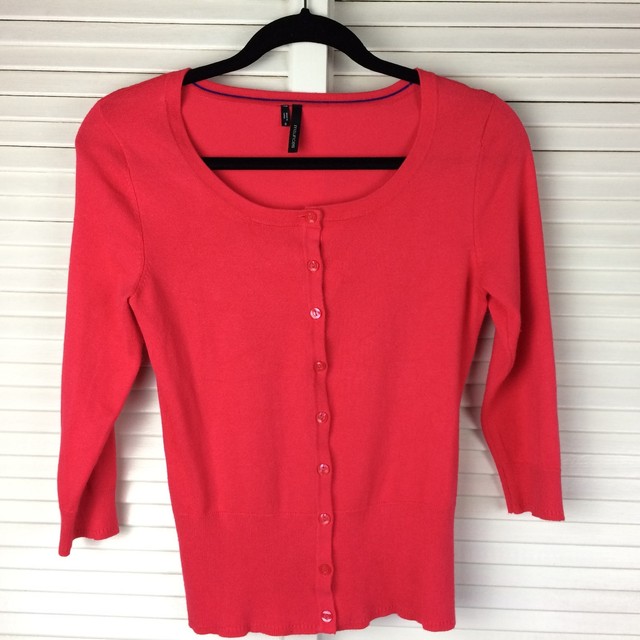 MAURICES Bright Pink Womens Cardigan Size Sm 3/4 Sleeve Lightweight