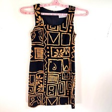 Jessica Howard Ethnic Sleeveless Dress Womens Size M Black Bogolan Inspired VTG