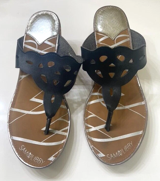 Sam & Libby shoes size 9 1/2 black wedge plat form heels thong vintage 00's - Image 2 of 4