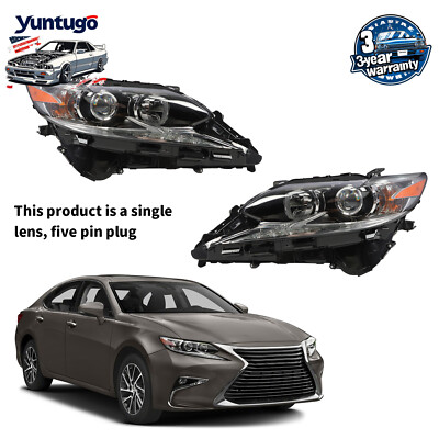 Left+Right Side Headlight For 2016-2018 Lexus ES350 ES300H Halogen LED DRL Black