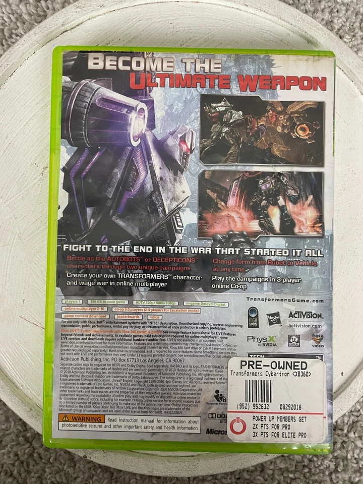 Videojuego Microsoft Xbox 360 Activision Transformers War For Cybertron Clasificado T Foto 2 de 4
