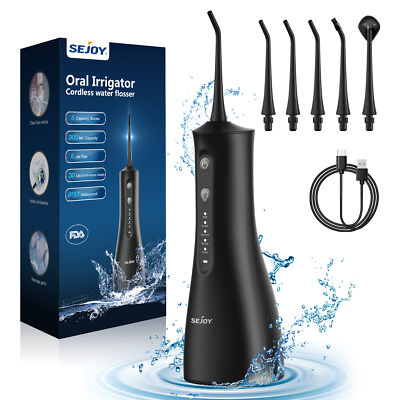SEJOY Water Flosser Cordless  5 Modes Dental Floss Oral Teeth Irrigator Cleaner