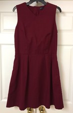 Gap Garnet or Burgendy Color Fitted Pleated Waist Flare Short Dress Sz 12 Tall