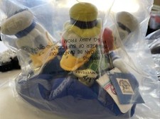 The Disney Store 65th Donald Duck set in hat, Plush Beanie Sealed In Bag