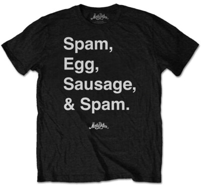 Monty Python Spam schwarzes T-Shirt OFFICIAL