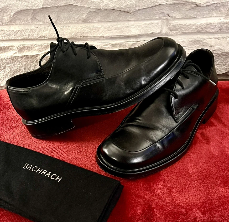 Bachrach ~ Nardo-Black Leather, Size 8 1/2 D~Made in Italy With Box & Dust Bags - Image 4 of 4