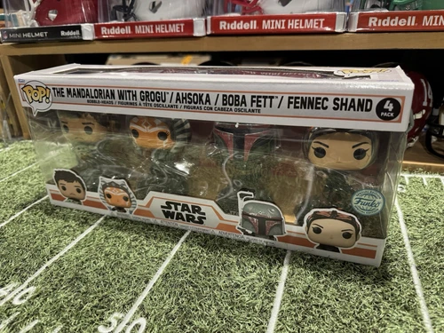 Funko Pop Star Wars-The Mandalorian w/Grogu/Ahsoka/Boba Fett/Fennec Shand 4 Pack