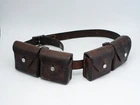 SWISS ARMY Military Brown Leather Belt Bandolier Ammo 2x Pouch 1944/ 1945 WW2