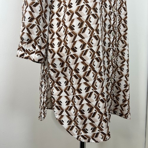 Chico's Women's Shirt Dress 100% Linen No Iron Brown Pattern Print Size 2.5 (14) - Picture 7 of 16
