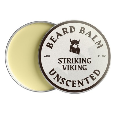 Striking Viking Beard Balm Unscented 2 oz - Mens Fragrance Free Leave In Wax