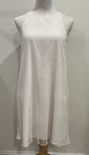 Rag & Bone, rag & bone McKenzie Dress Sleeveless 2 White Shift Tank Pockets Fishnet Silk