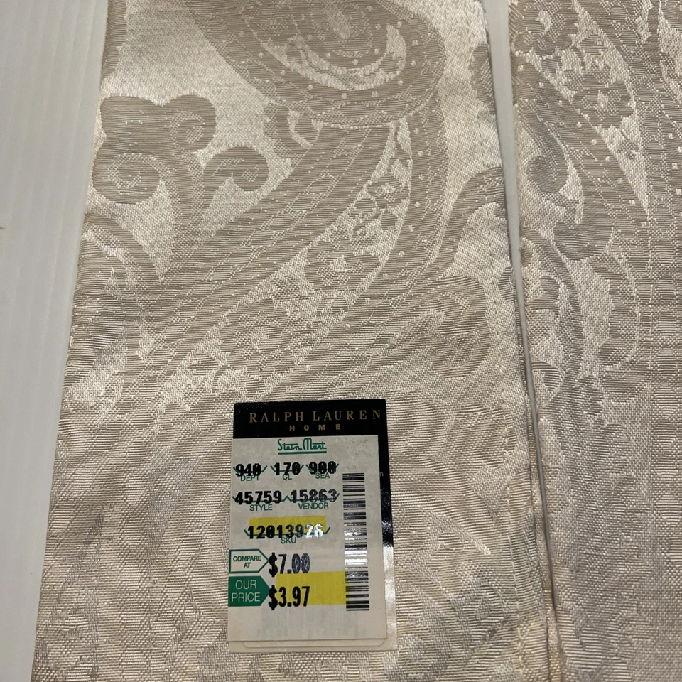 Conjunto de 5 guardanapos Ralph Lauren Home pergaminho paisley bronzeado damasco mistura de algodão - Imagem 2 de 4