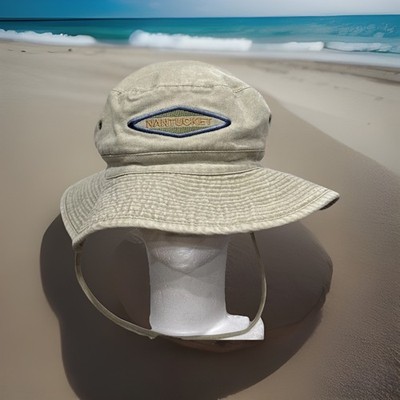 Nantucket Massachusetts Whaling Cobblestone Streets Lighthouse Tan Bucket Hat