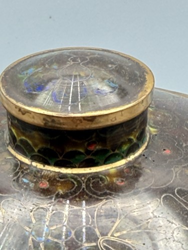 Antikes chinesisches Cloisonné-Dose mit Deckel - türkisfarbenes Interieur, florales Design, 6,5 Zoll - Bild 5 von 20