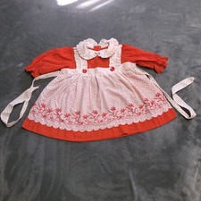 Vtg 80s Handmade Toddler Dress Polka Dot Lace Size 3T Girl Praire Cottage Stain