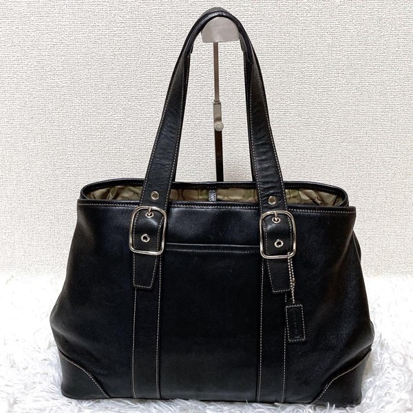 COACH Soho Leather Tote Bag Black A4 Genuine Leather Women's Luxury Authentic
