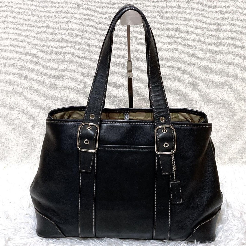 COACH Soho Leather Tote Bag Black A4 Genuine Leather Women's Luxury Authentic