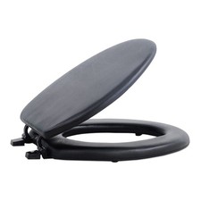 Soft Elongated Vinyl Toilet Seat, Black, 19 in 19 Inch, Black
