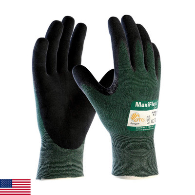 ATG 34-8743/L Maxiflex Cut Green Shell Nitrile Microfoam Grip Large Pack of 3
