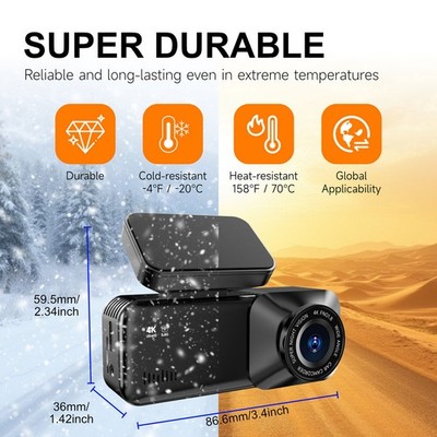 Dashcam Pro 4k With Front and Rear Camera, 5.8GHz WiFi, GPS, Free 64GB CardVG