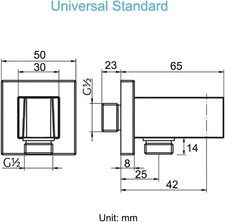 Wall Supply Elbow with Hand Shower Holder Brass Square 1/2    Shower Hose Con...