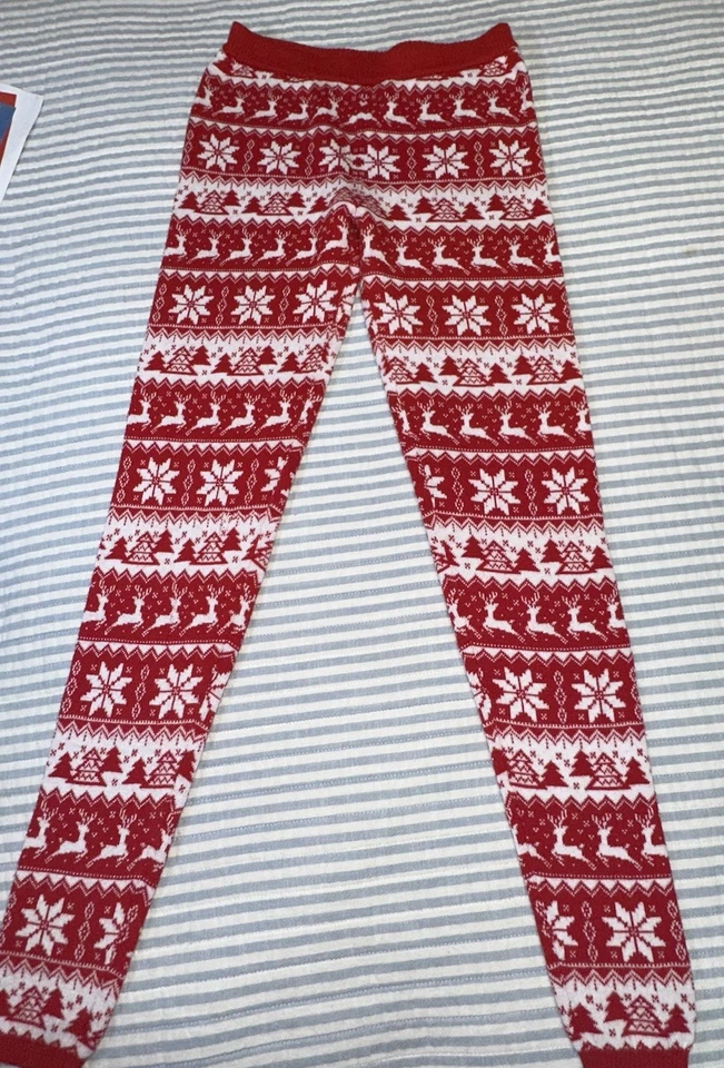 Mossimo Supply Co Rojo Blanco Tejido Navidad Leggings Pequeños  Foto 2 de 4