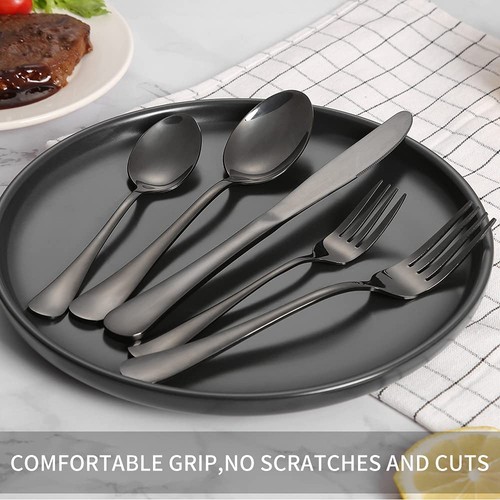 Schwarzes Silberbesteck Set 40-teilig, Besteck Besteck Set für 8, Edelstahl Fo... - Bild 4 von 6