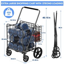 Heavy Duty Shopping Cart with 450lbs Capacity