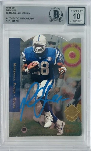 MARSHALL FAULK SIGNED 1994 UPPER DECK SP DIE CUT ROOKIE RC 6 RAMS BAS SLABBED 10