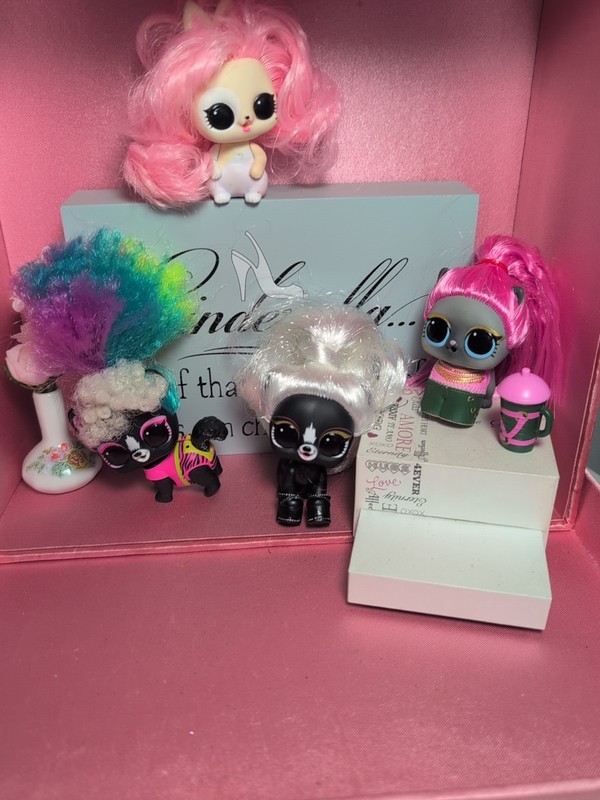 LOL Surprise Lot Hair Pets Lights & Remix Brass, Prom Bunny, Solo Skunk, Valley 
